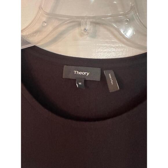 Theory Dress Womens Size M Black Sheath Ruched Short Sleeve Modern Chic - Picture 4 of 5